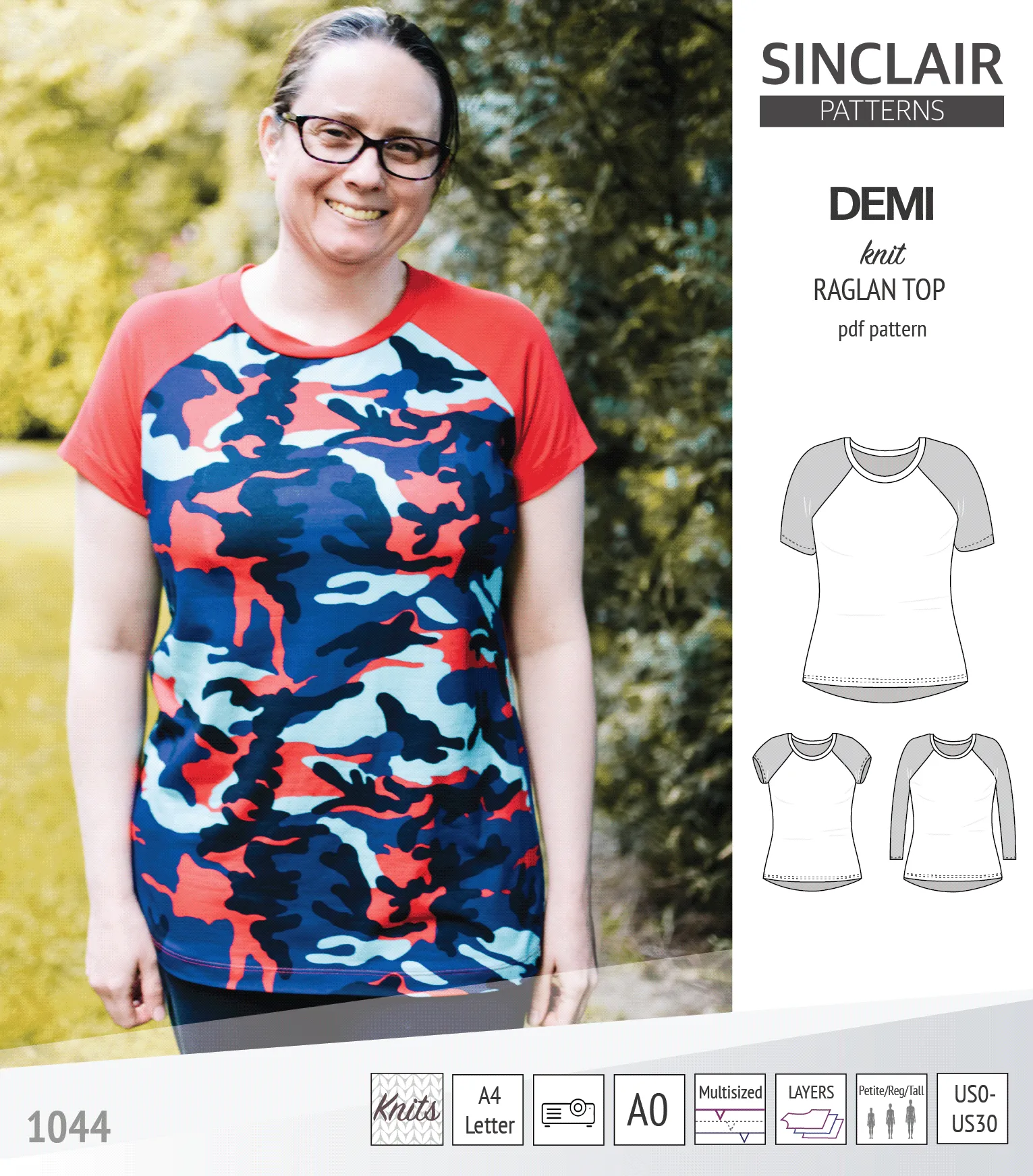 Demi classic raglan knit top (PDF)