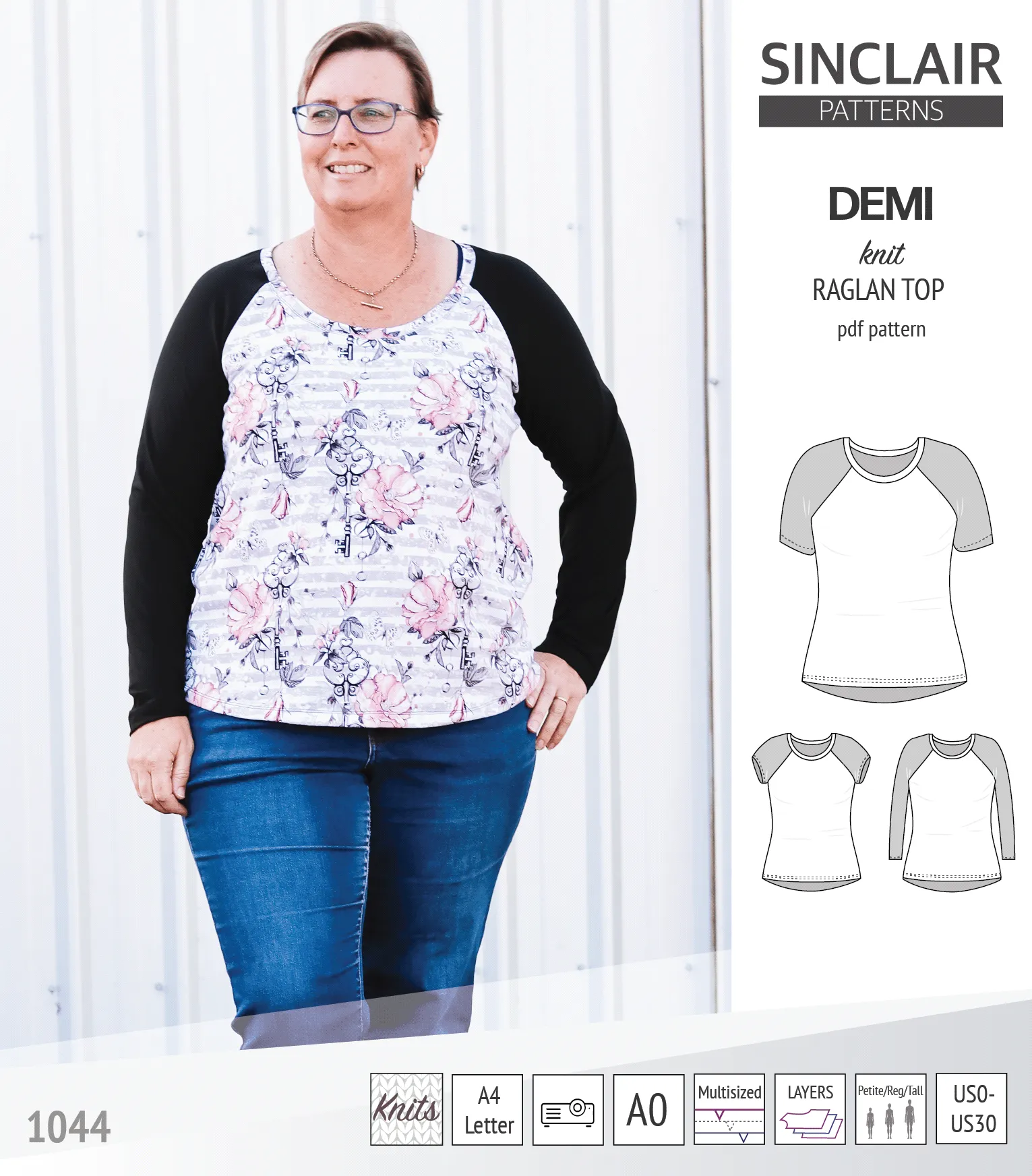 Demi classic raglan knit top (PDF)