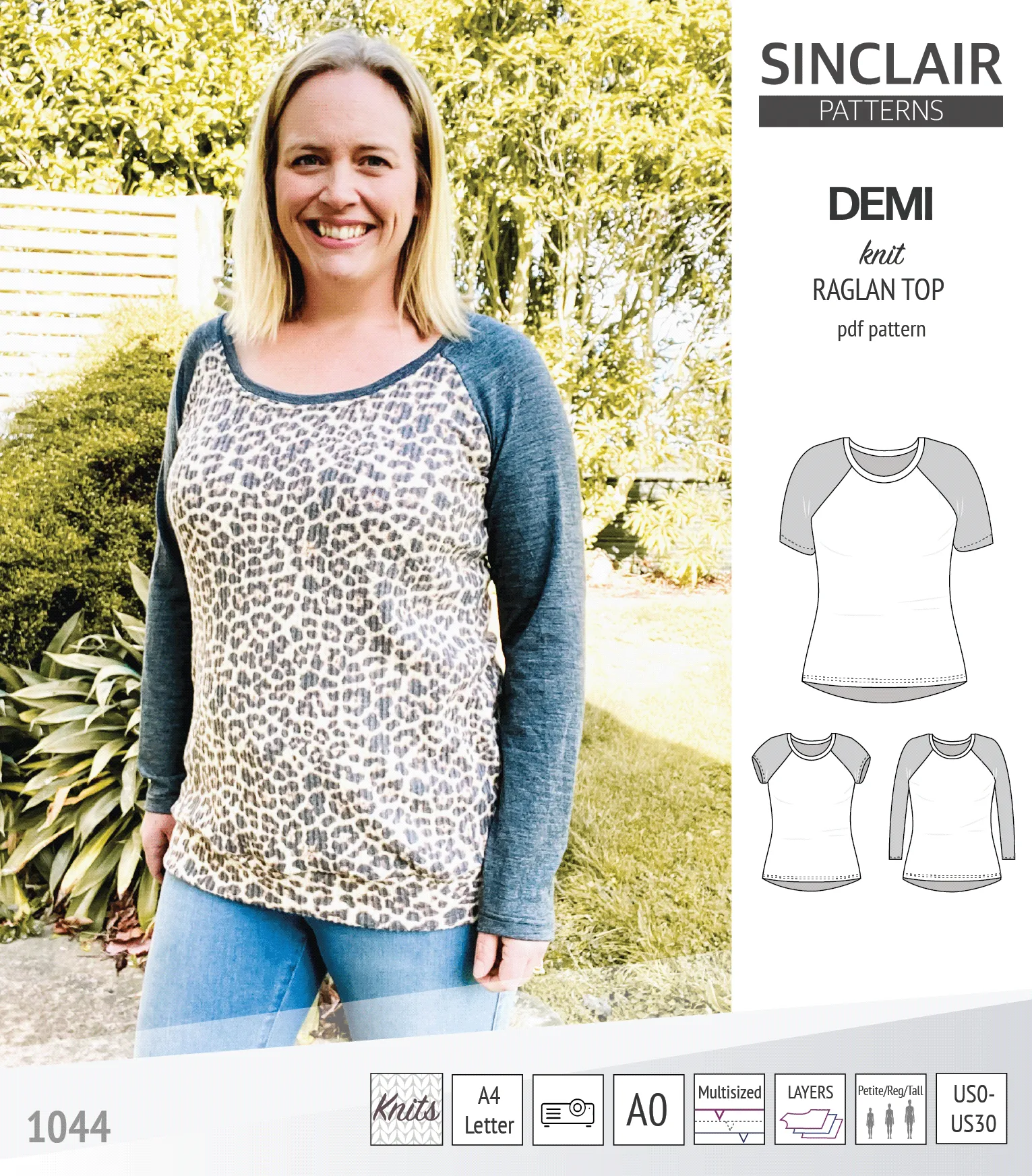 Demi classic raglan knit top (PDF)