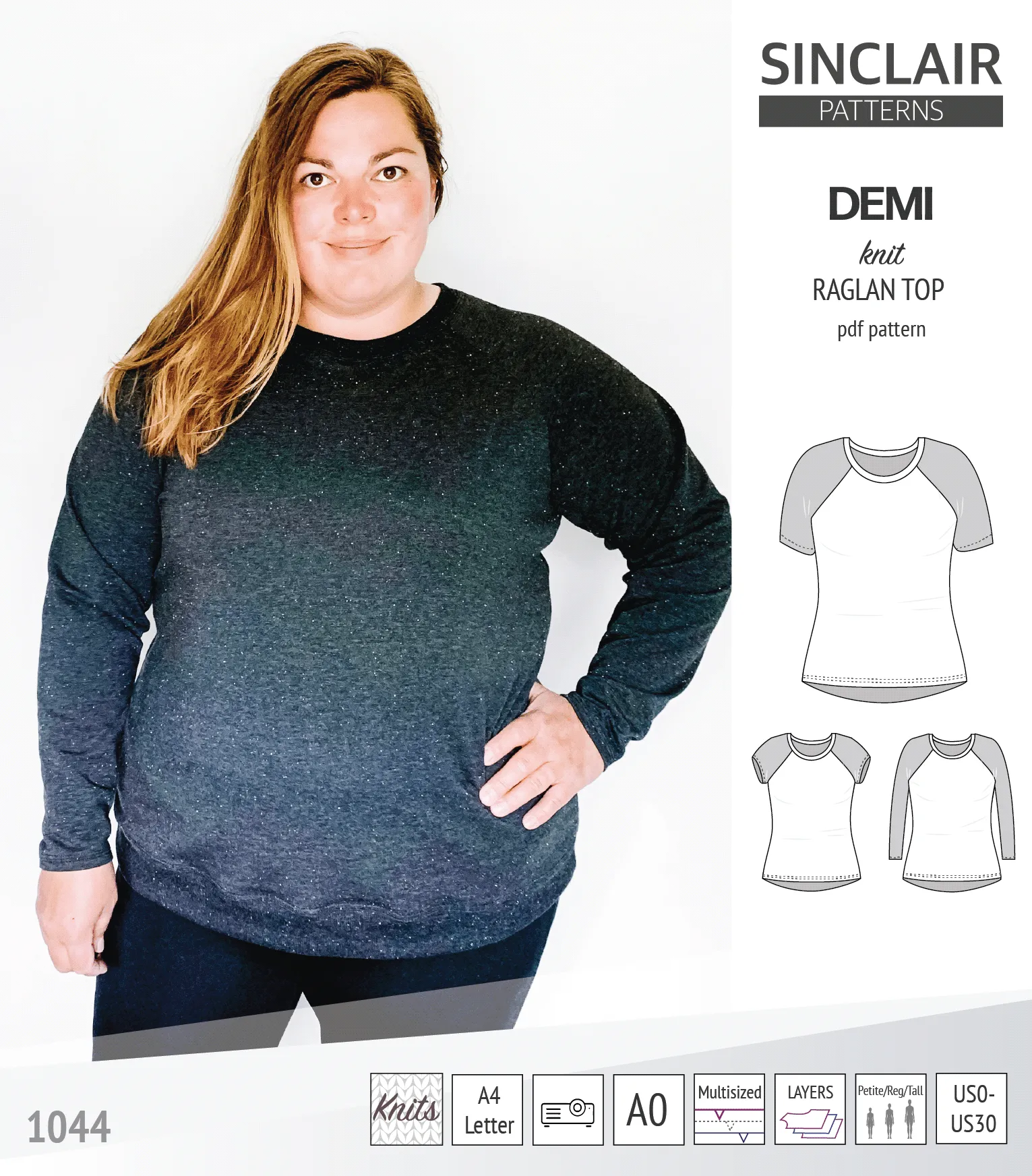 Demi classic raglan knit top (PDF)