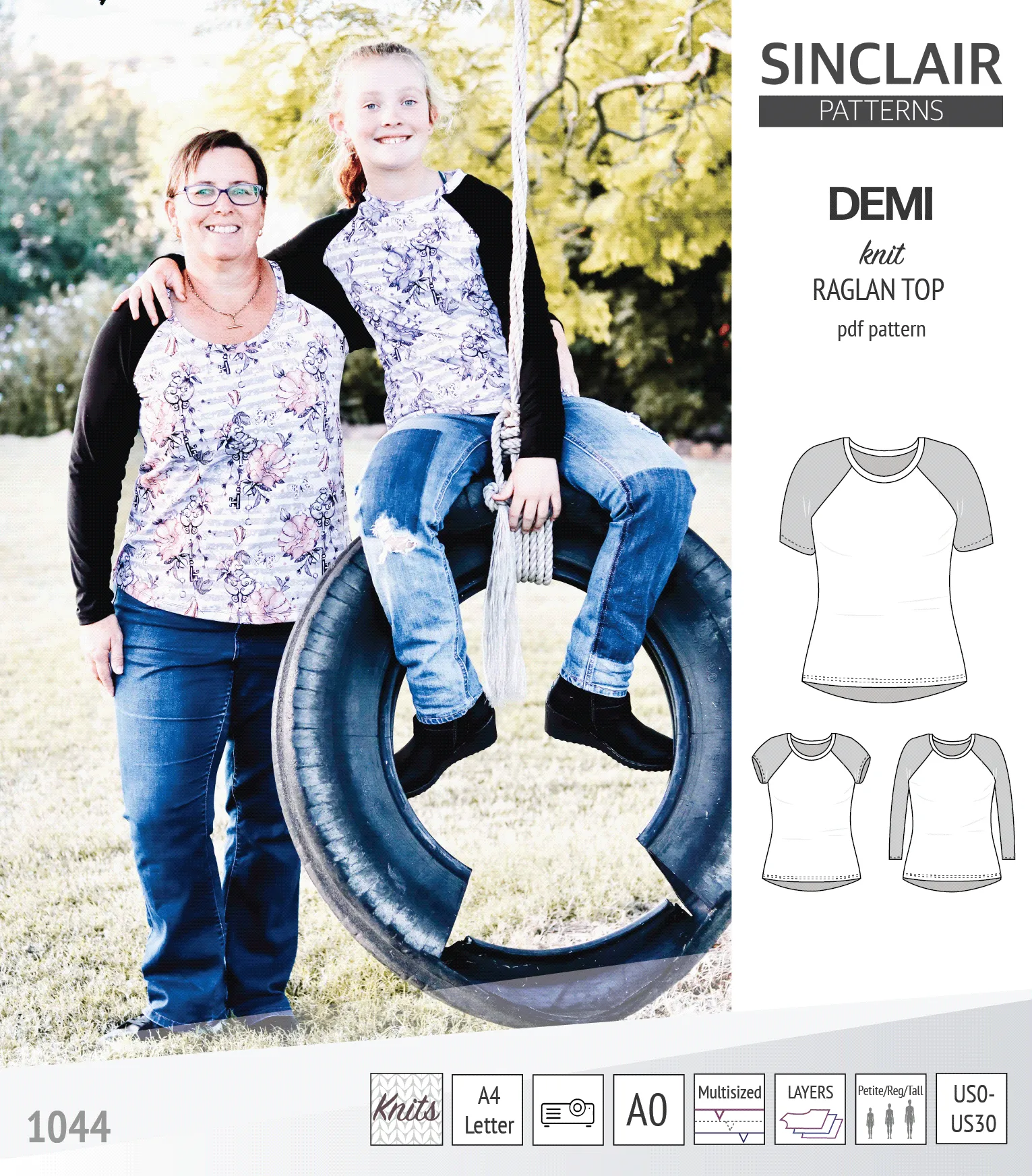 Demi classic raglan knit top (PDF)