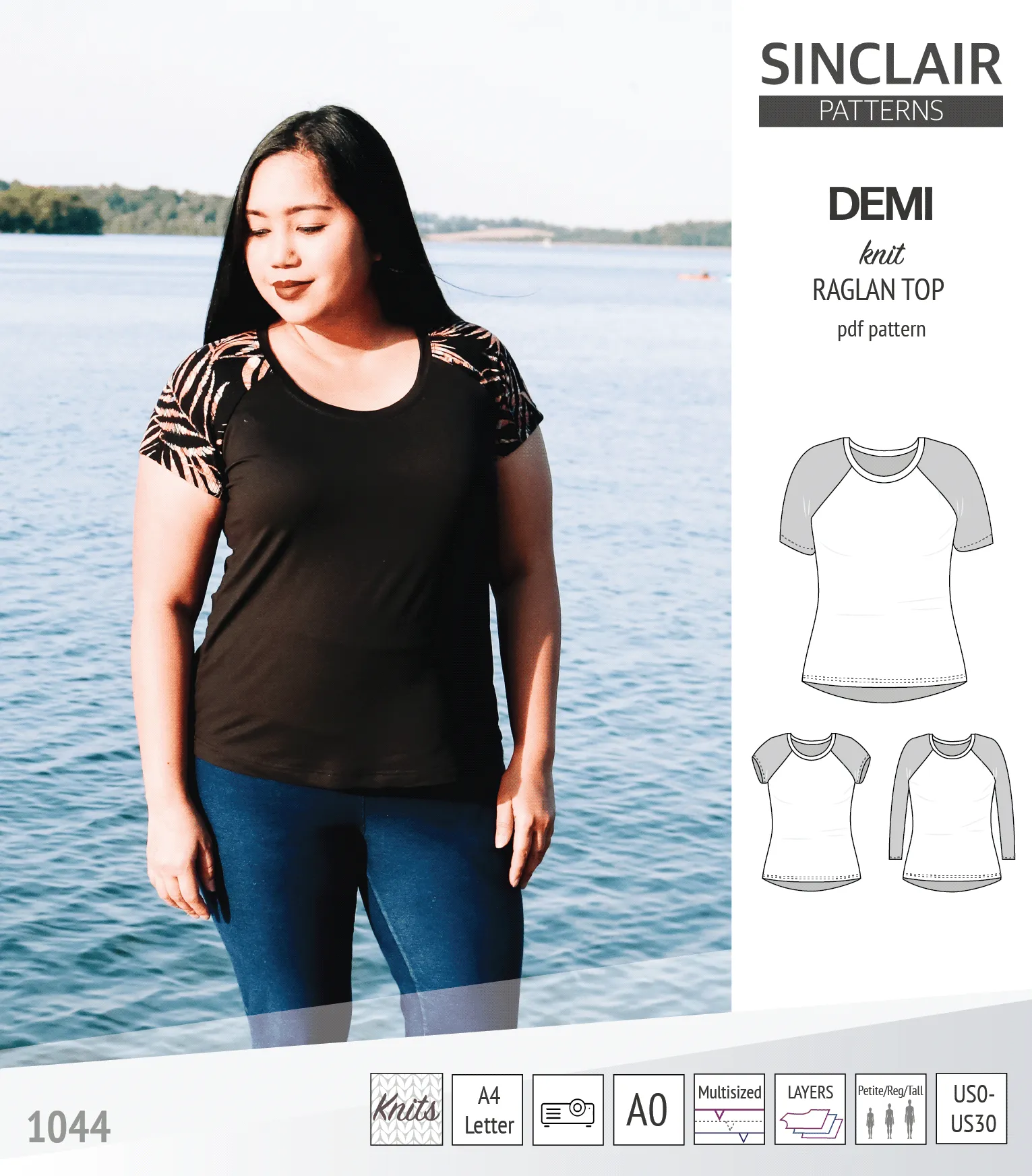 Demi classic raglan knit top (PDF)
