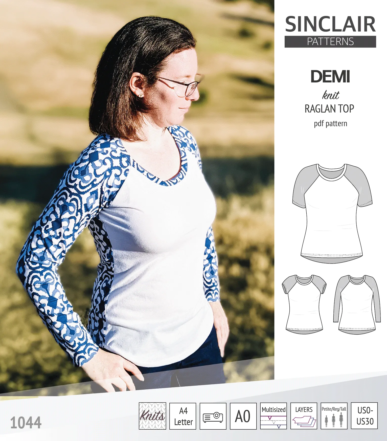 Demi classic raglan knit top (PDF)