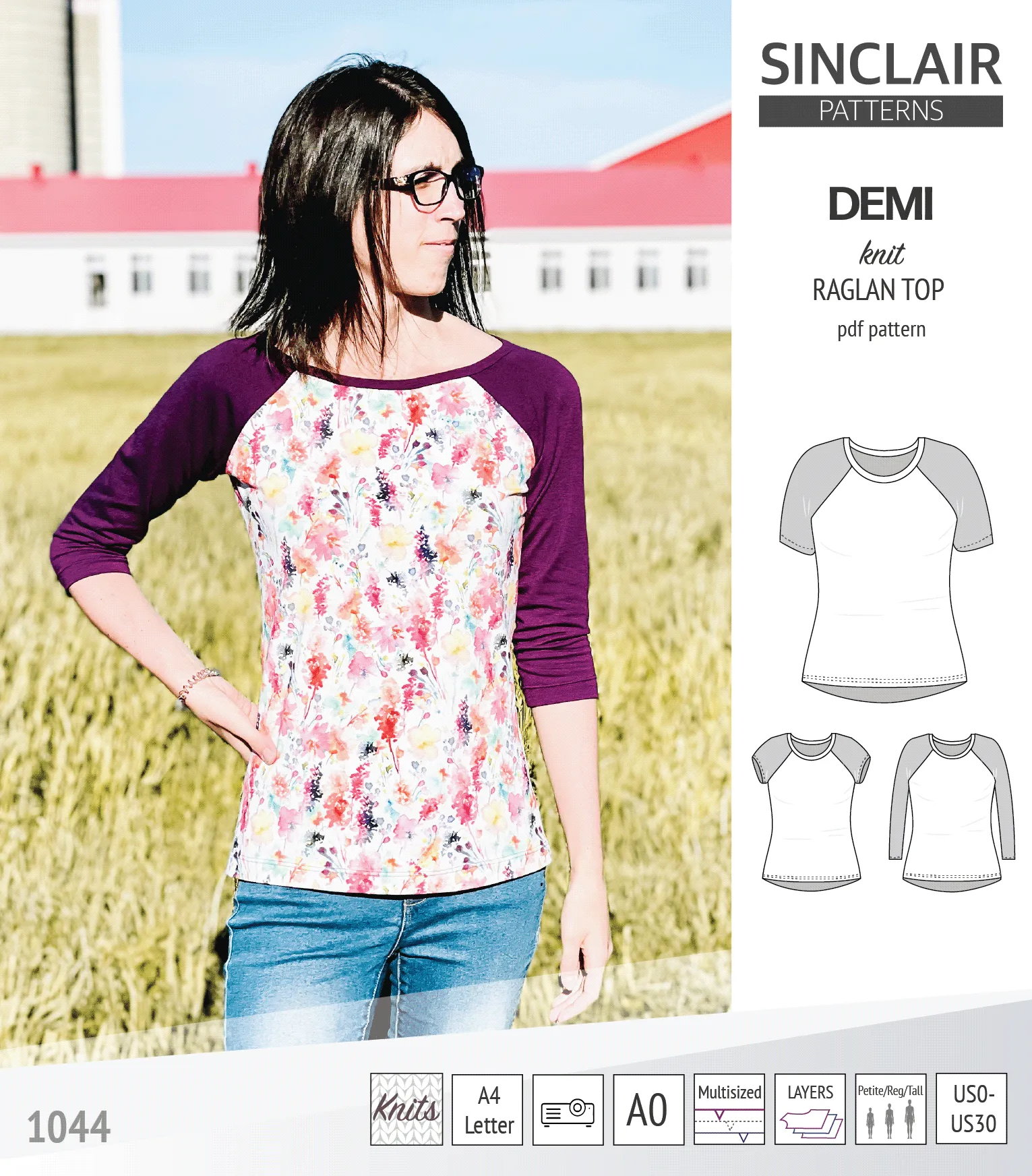 Demi classic raglan knit top (PDF)