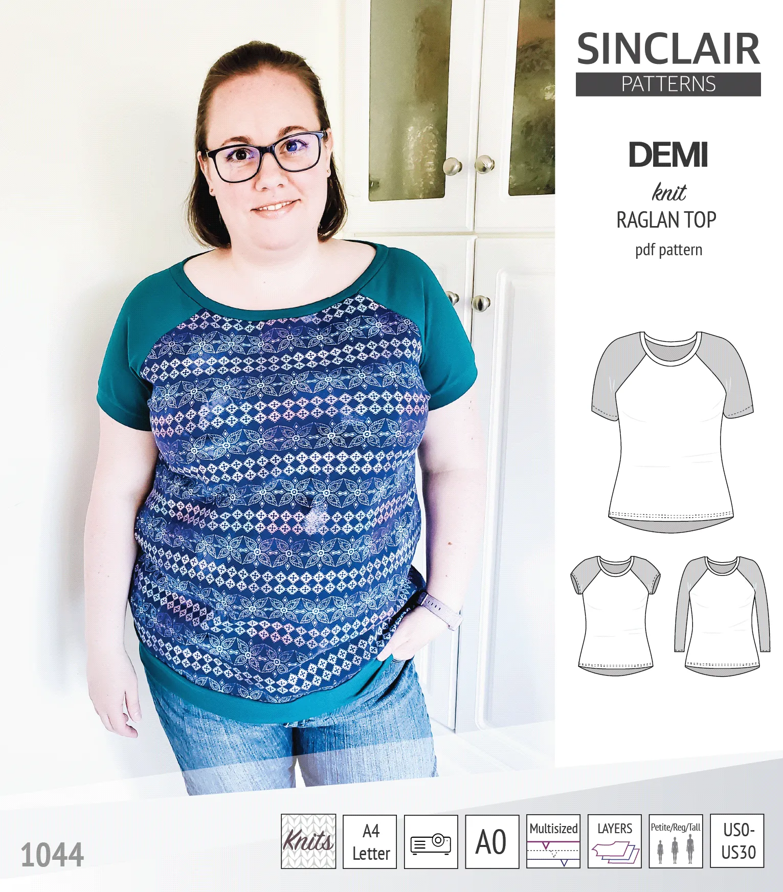 Demi classic raglan knit top (PDF)