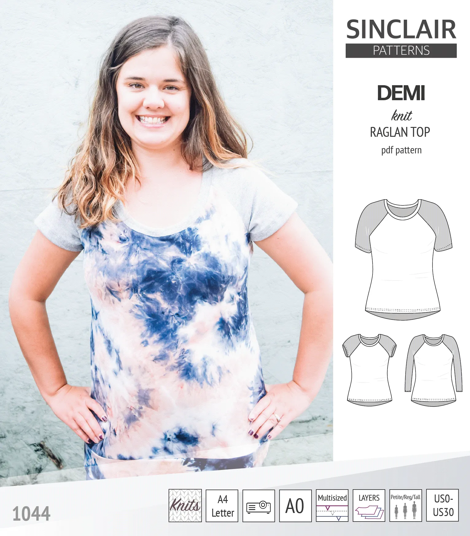 Demi classic raglan knit top (PDF)