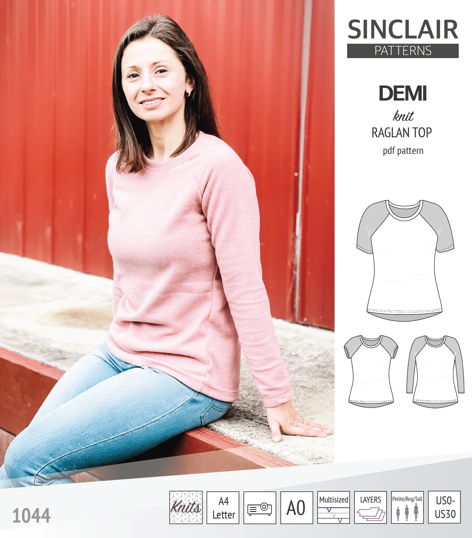 Demi classic raglan knit top (PDF)