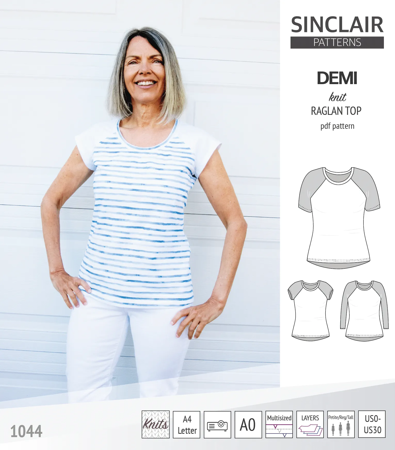Demi classic raglan knit top (PDF)