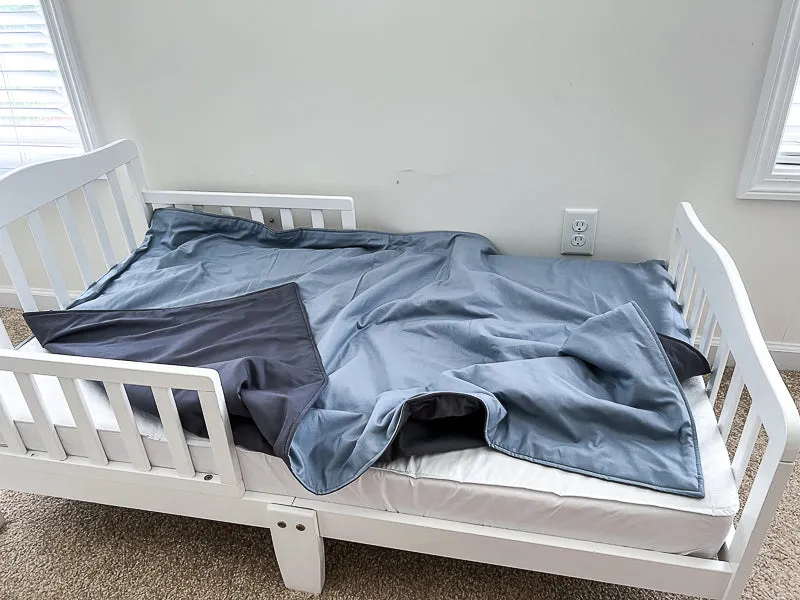 Denim Blue Coal Gray Toddler Crib Bedding Set