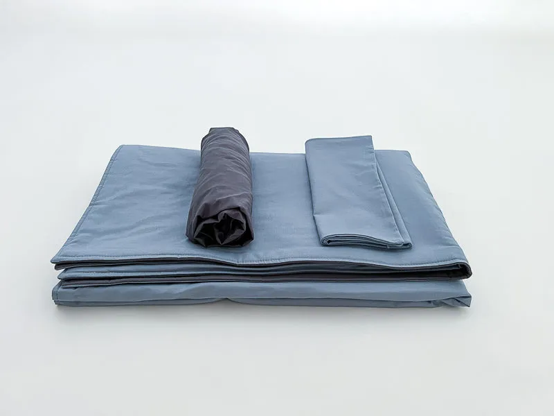 Denim Blue Coal Gray Toddler Crib Bedding Set