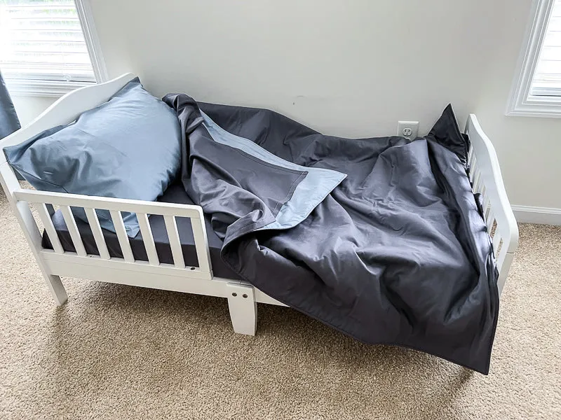 Denim Blue Coal Gray Toddler Crib Bedding Set