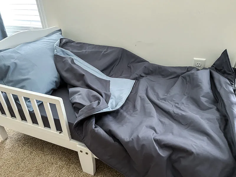 Denim Blue Coal Gray Toddler Crib Bedding Set