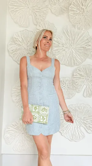 Denim Tweed Button Mini