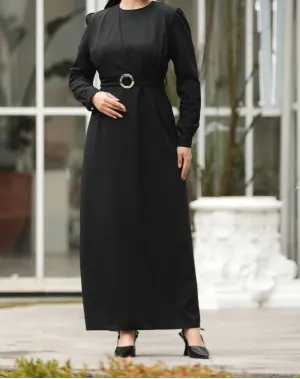 Dina Belted Dress (Black)