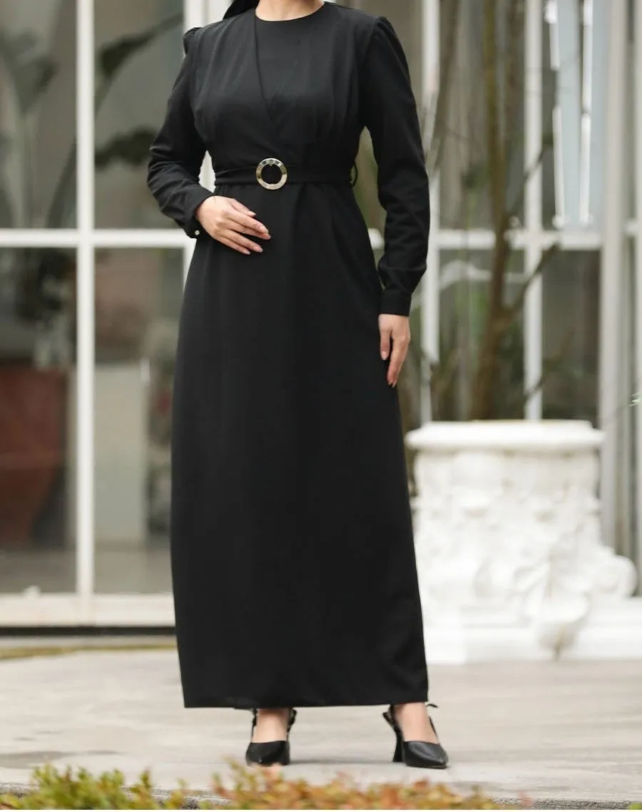 Dina Belted Dress (Black)
