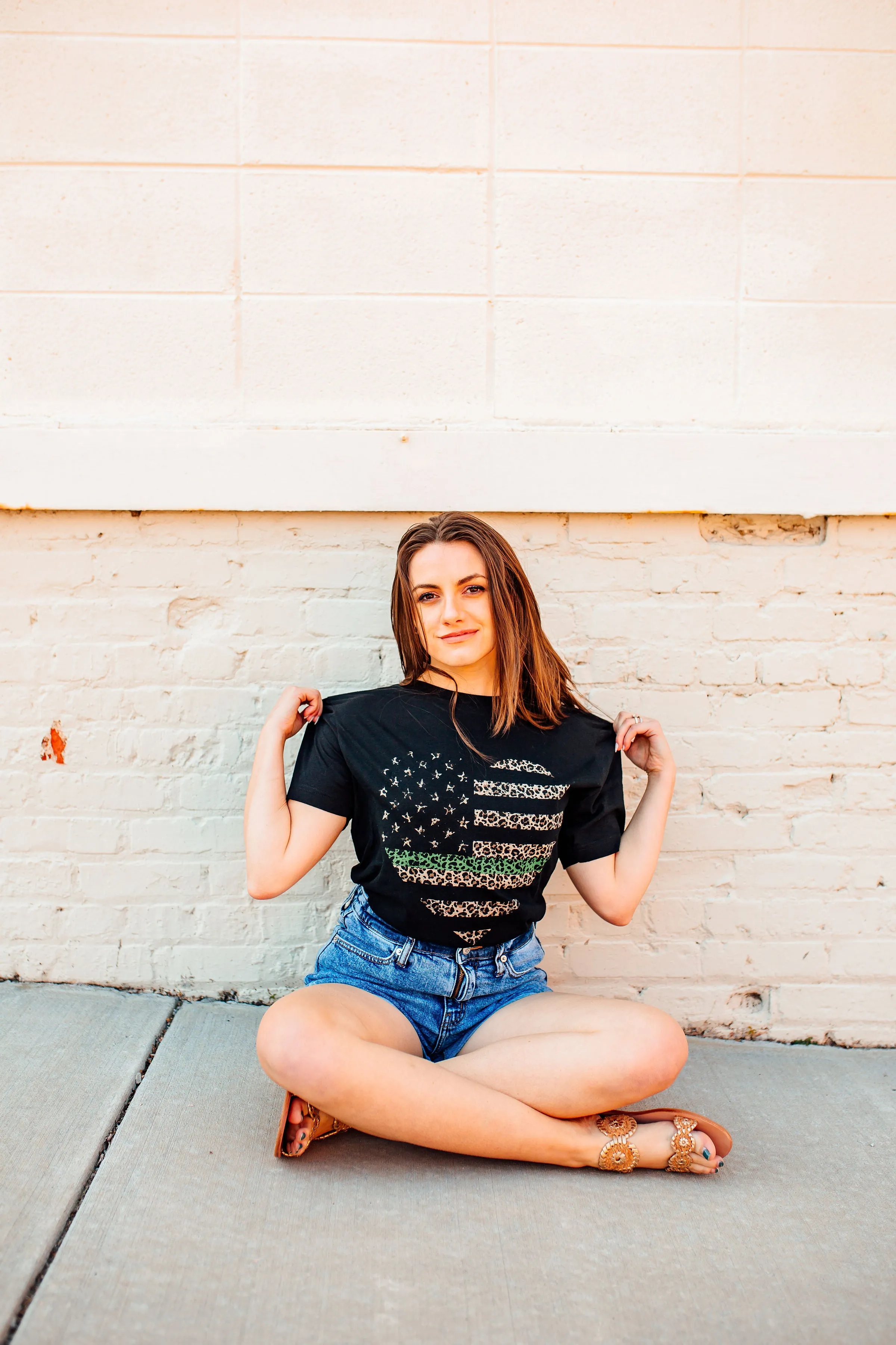Distressed Leopard Heart Flag © Unisex Tee (Thin Green Line)
