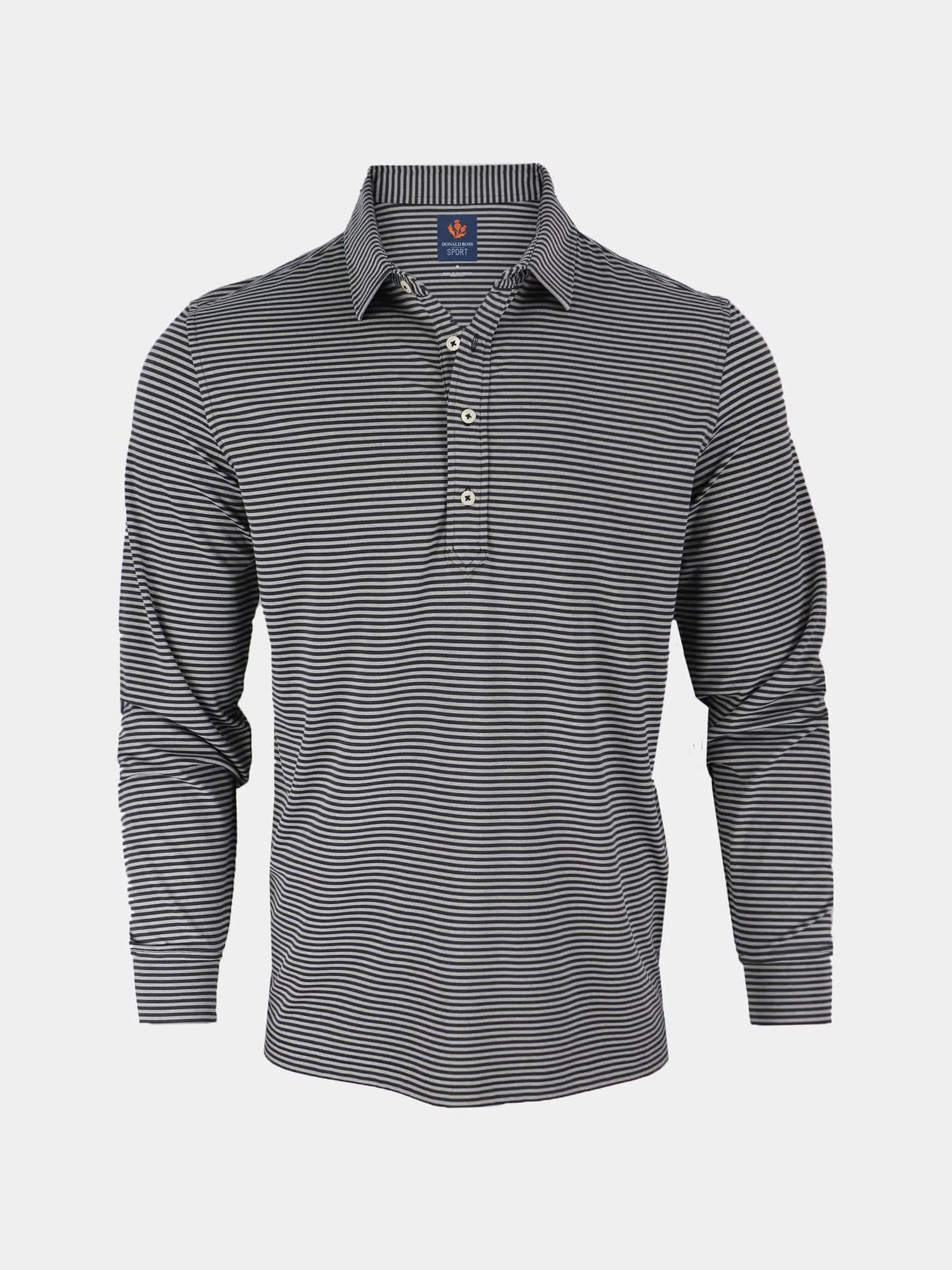 Donald Ross Sport Fit Mens Jackson Long Sleeve Sport Fit Polo - BLACK/GREY