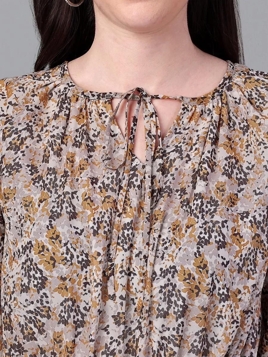 dresses for Women western wear Brown & Cream Maxi Dress