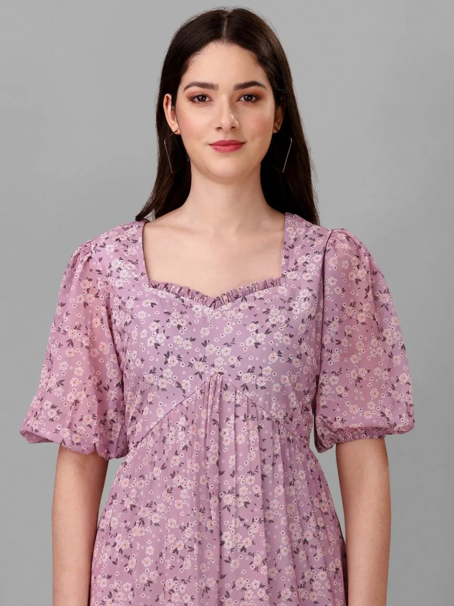 dresses for Women western wear Floral Pink