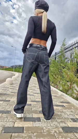 Drop Crotch Pants, Denim Pants, Low Waist Pants, Loose Jeans , Extravagant Trousers, Avant-garde Pants, Gothic Pants, Black Denim Pants