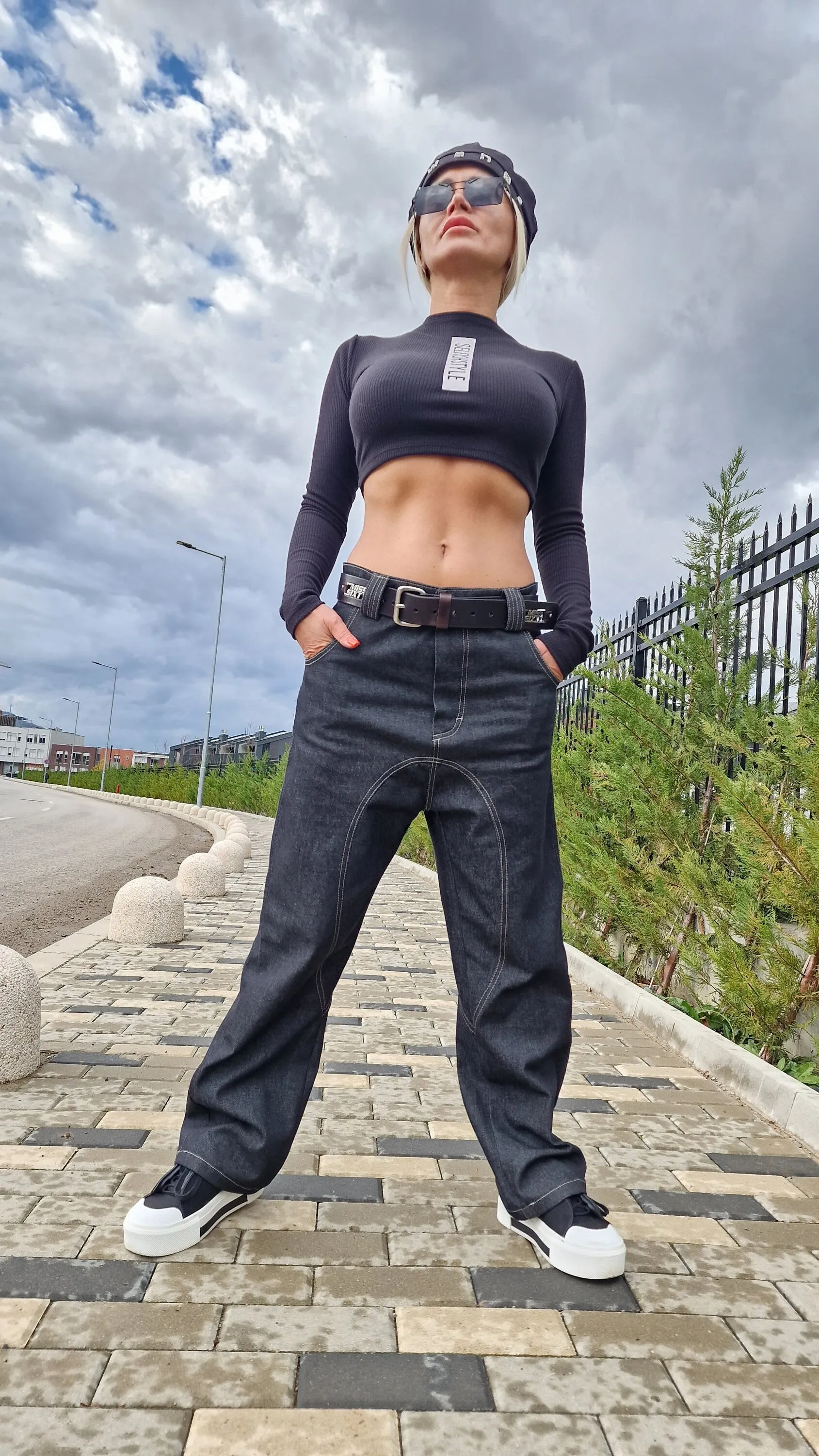 Drop Crotch Pants, Denim Pants, Low Waist Pants, Loose Jeans , Extravagant Trousers, Avant-garde Pants, Gothic Pants, Black Denim Pants