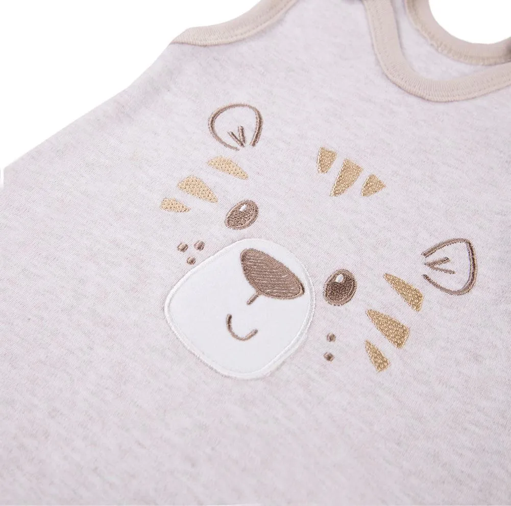 Early Baby Footed Dungarees, Cute Tiger Design - Ecru
