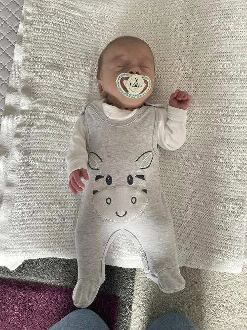 Early Baby Footed Dungarees, Cute Zebra Design - Grey