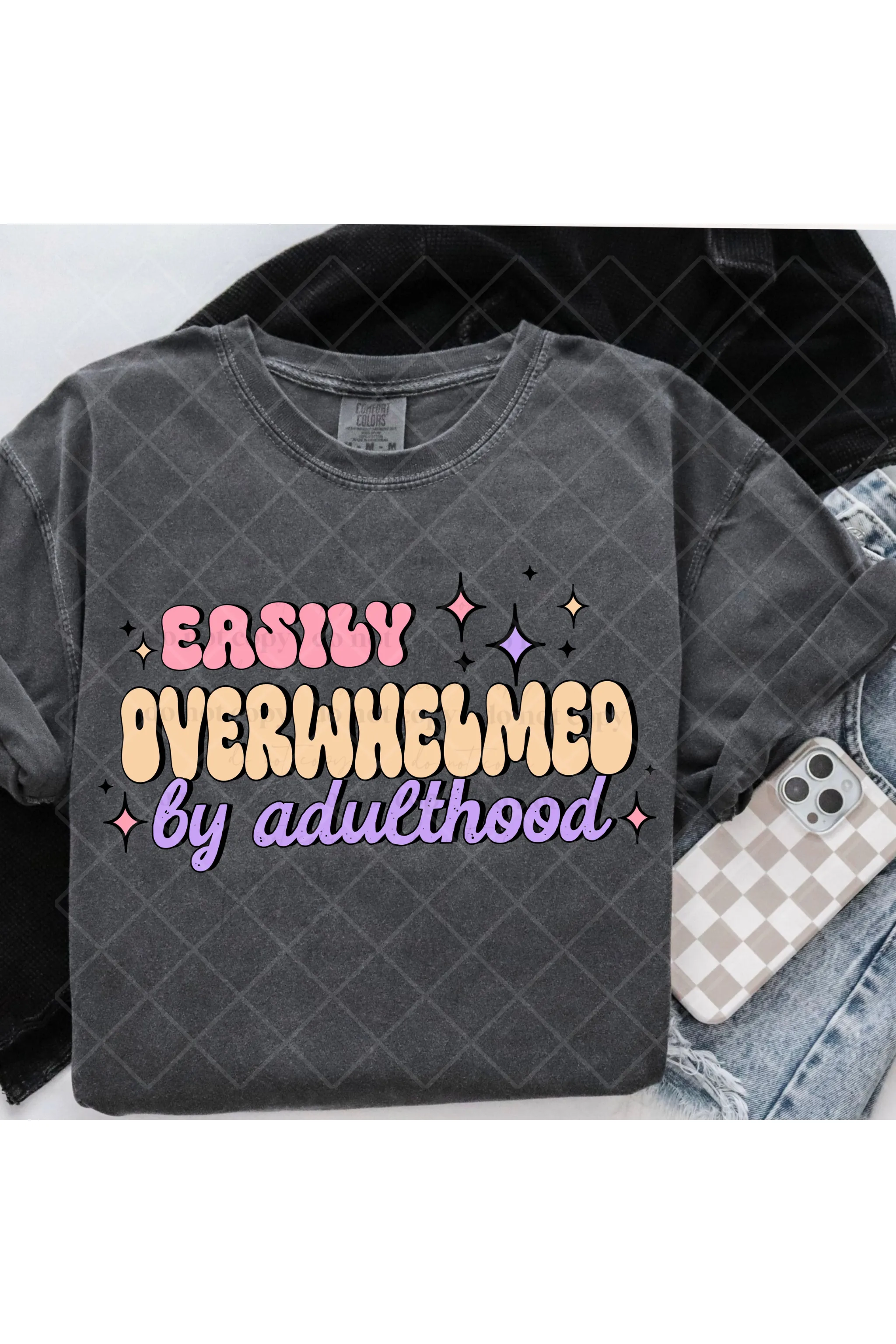 Easily Overwhelmed Comfort Colors T-Shirt – The Relatable Adulthood Mood
