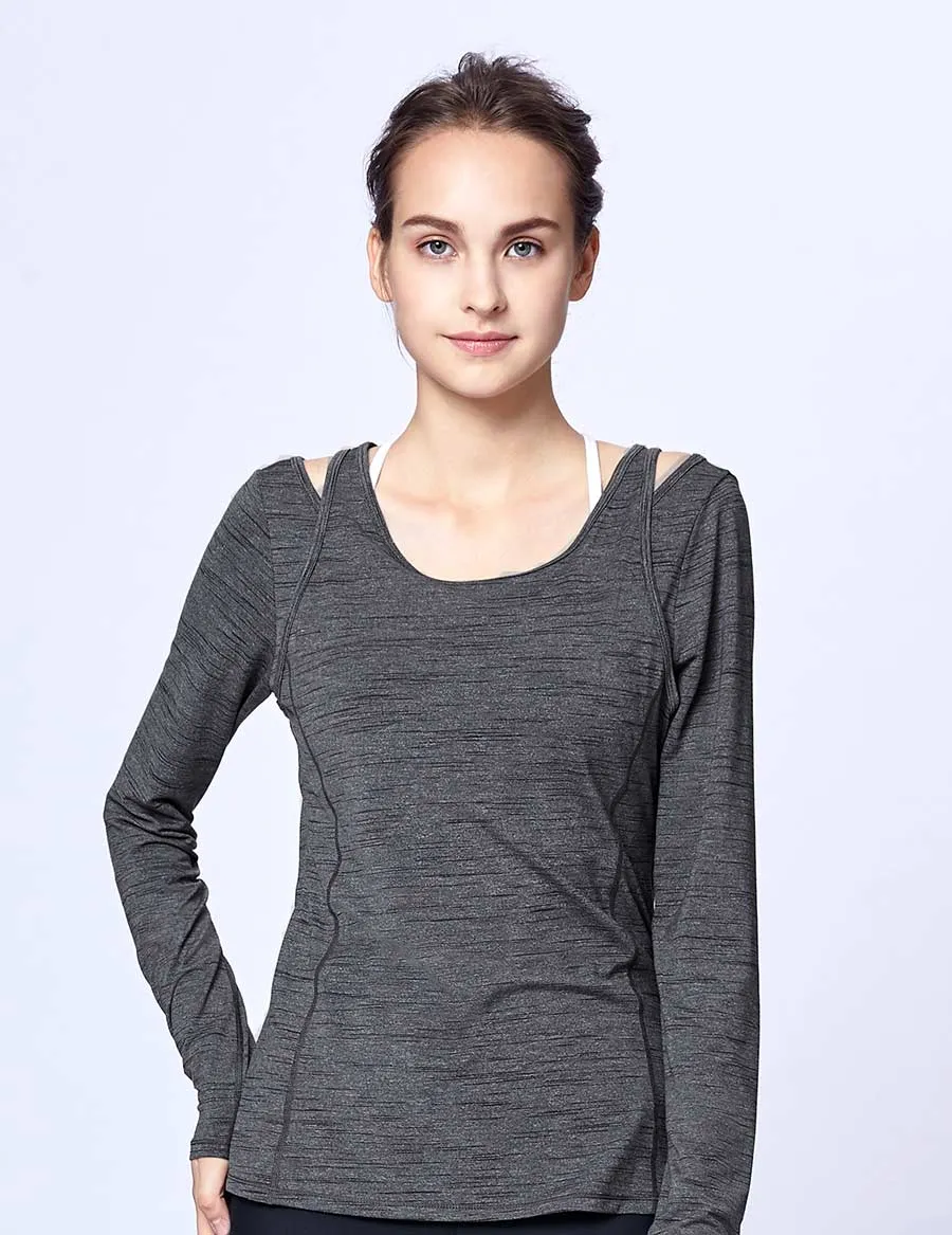 easyoga LA-VEDA Revive Layerd Long  Sleeve - M26 M-Gray Tigerstripe