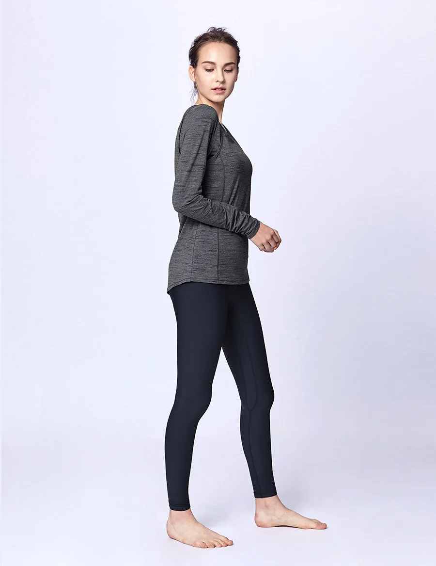 easyoga LA-VEDA Revive Layerd Long  Sleeve - M26 M-Gray Tigerstripe