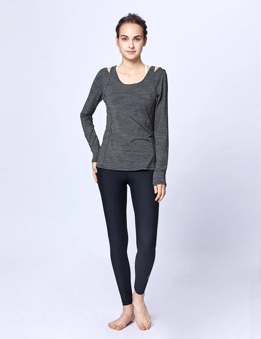 easyoga LA-VEDA Revive Layerd Long  Sleeve - M26 M-Gray Tigerstripe