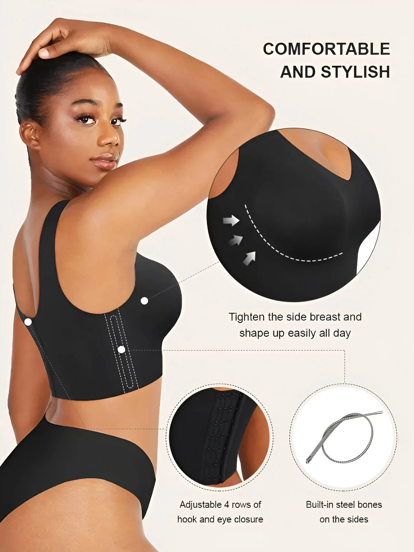 Effortlessly Chic Wireless V-Neck Back-Smoothing Bra™ in Nude