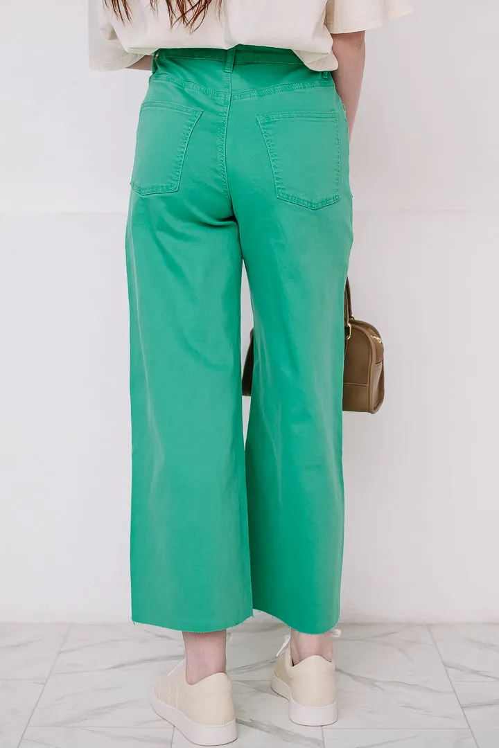 Elevate Stretch Wide Leg Twill Pants | Clover Green