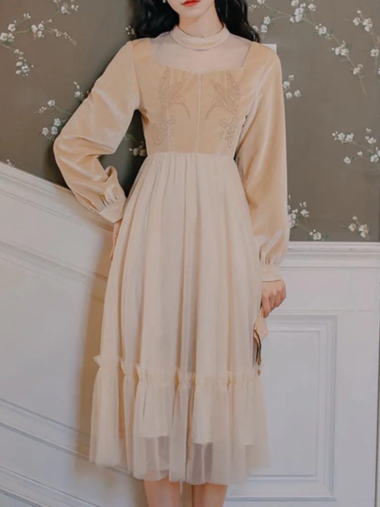 Emeral Green Semi Sheer Long Sleeve 1950S Velvet Vintage Dress