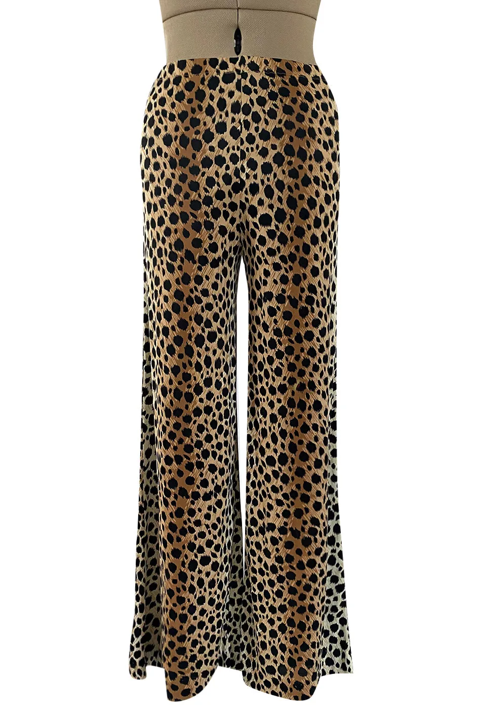 Fabulous 1970s Neiman Marcus Nylon Jersey Leopard Print Tuni & Flared Pant Set