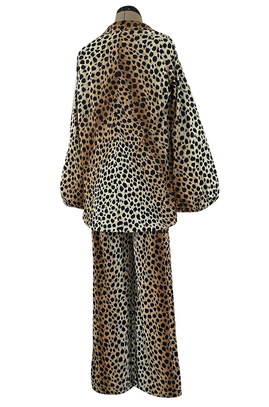 Fabulous 1970s Neiman Marcus Nylon Jersey Leopard Print Tuni & Flared Pant Set