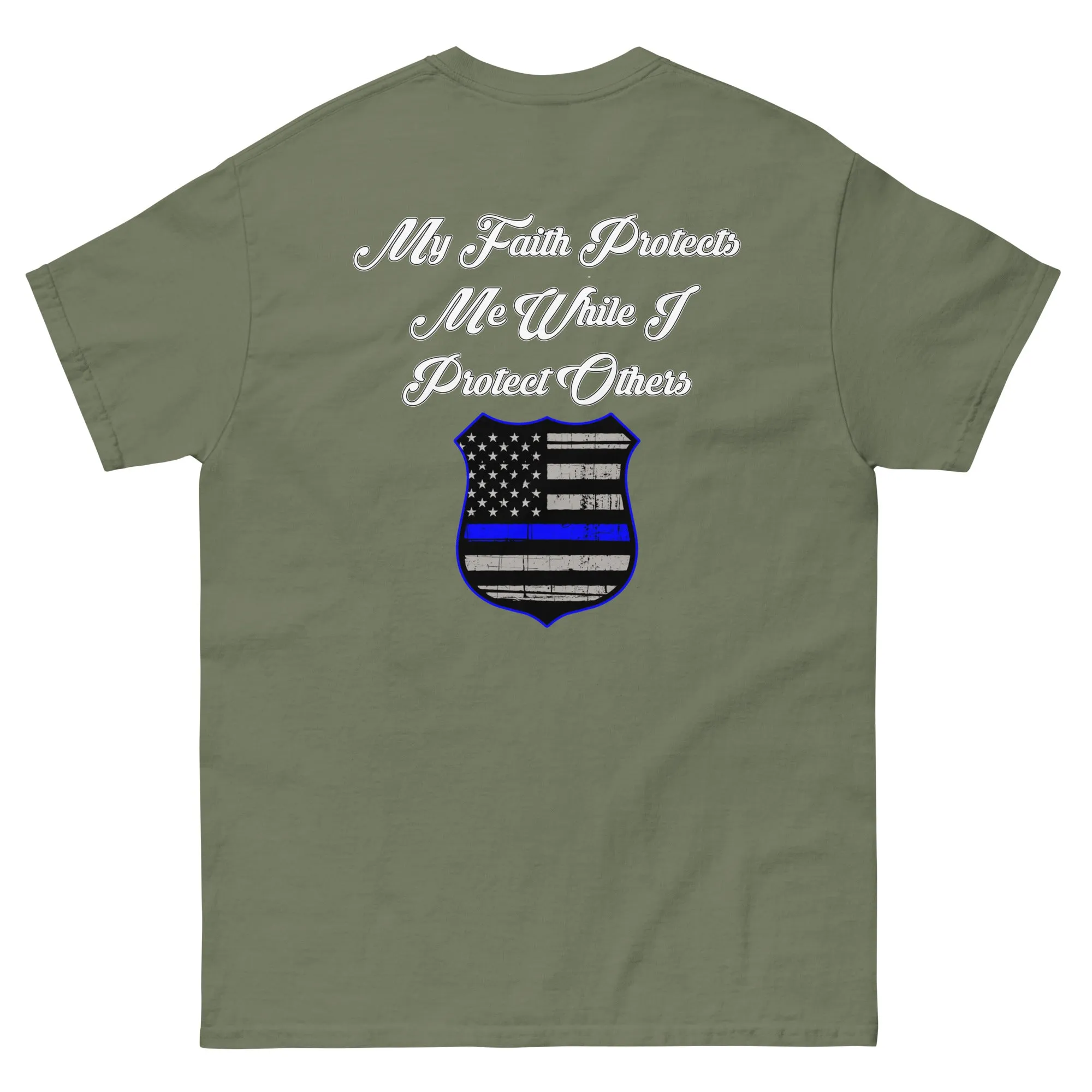 Faith Protects Me Thin Blue Line T-Shirt