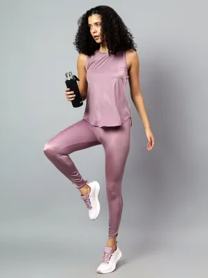Fitkin Lavender Tank Top With Back Net Panel Design