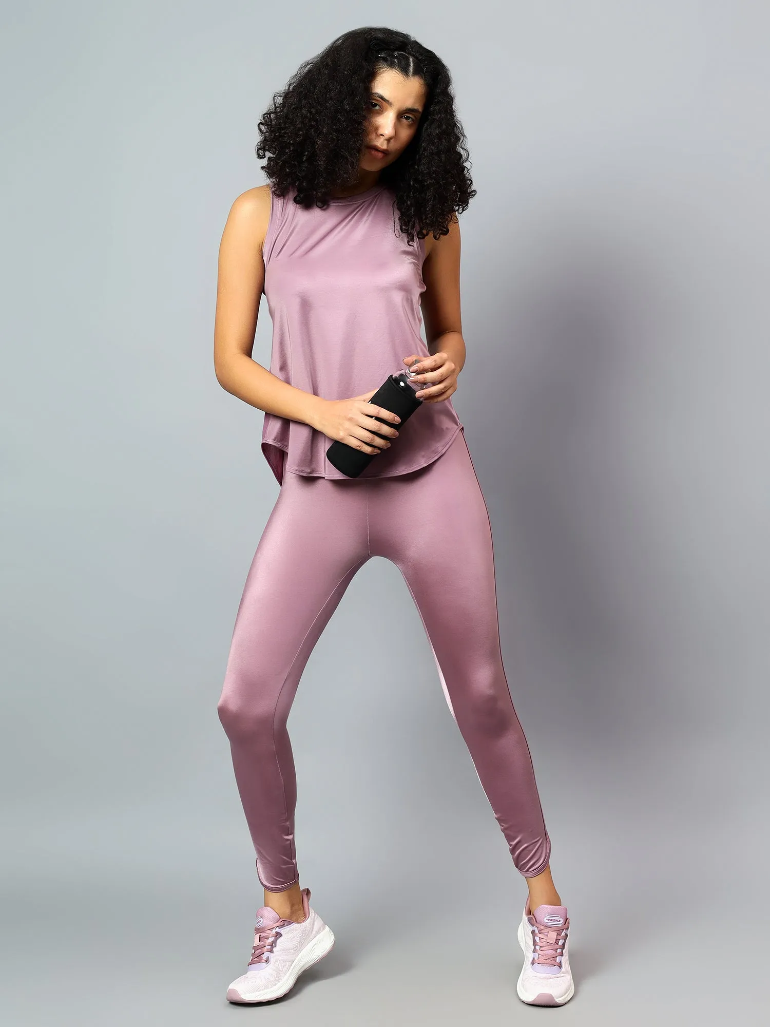 Fitkin Lavender Tank Top With Back Net Panel Design
