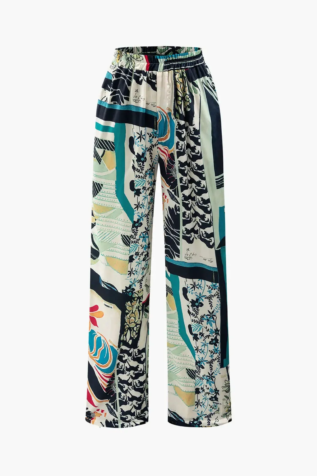 Fleur - Trendy Floral Accents Woman's Straight Fit Pants