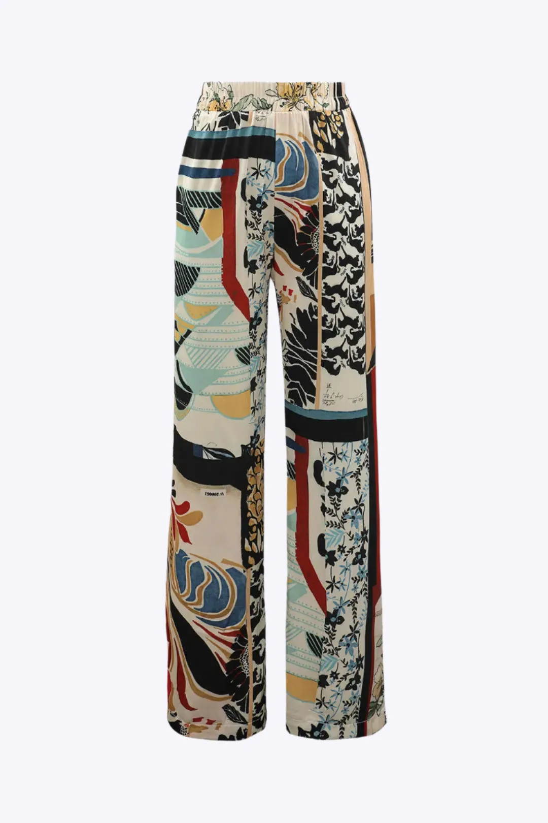 Fleur - Trendy Floral Accents Woman's Straight Fit Pants