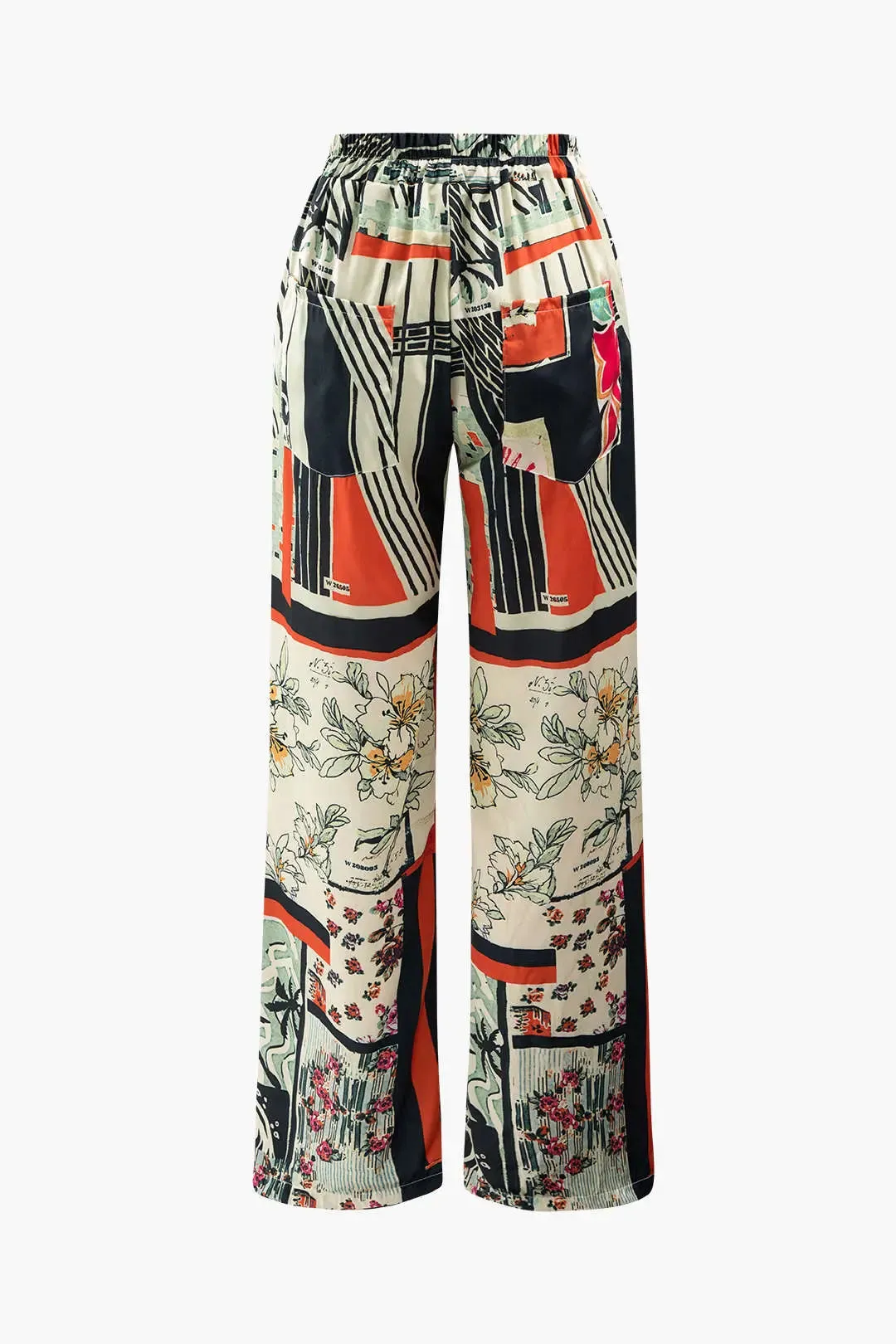 Fleur - Trendy Floral Accents Woman's Straight Fit Pants