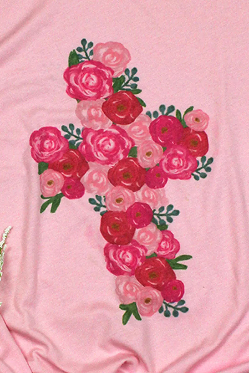 Floral Cross Tri-Blend Short Sleeve Tee