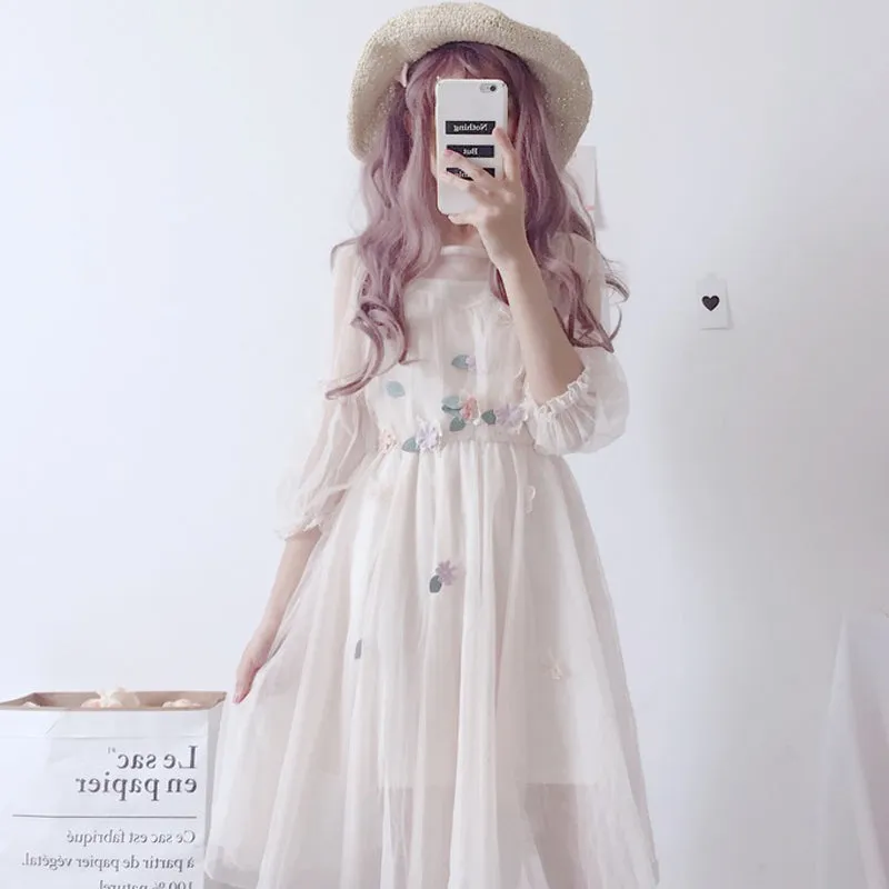 Flower mesh dress KF9404