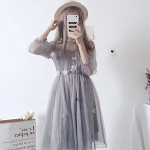 Flower mesh dress KF9404