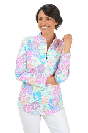 Flower Power Cooling UPF50  Mock Neck Top