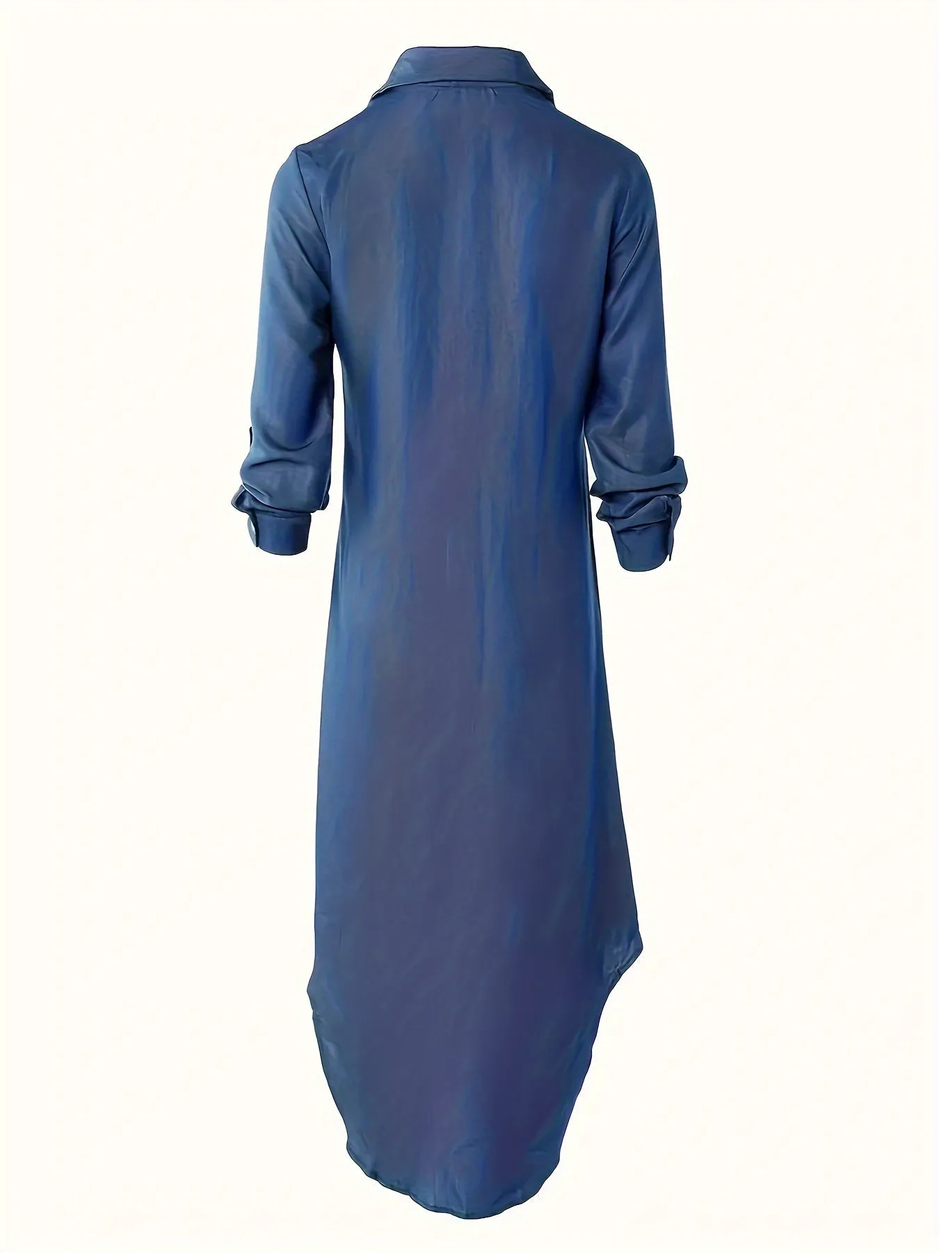 Flowing Shirt Dress With Buttons and Classic Collar