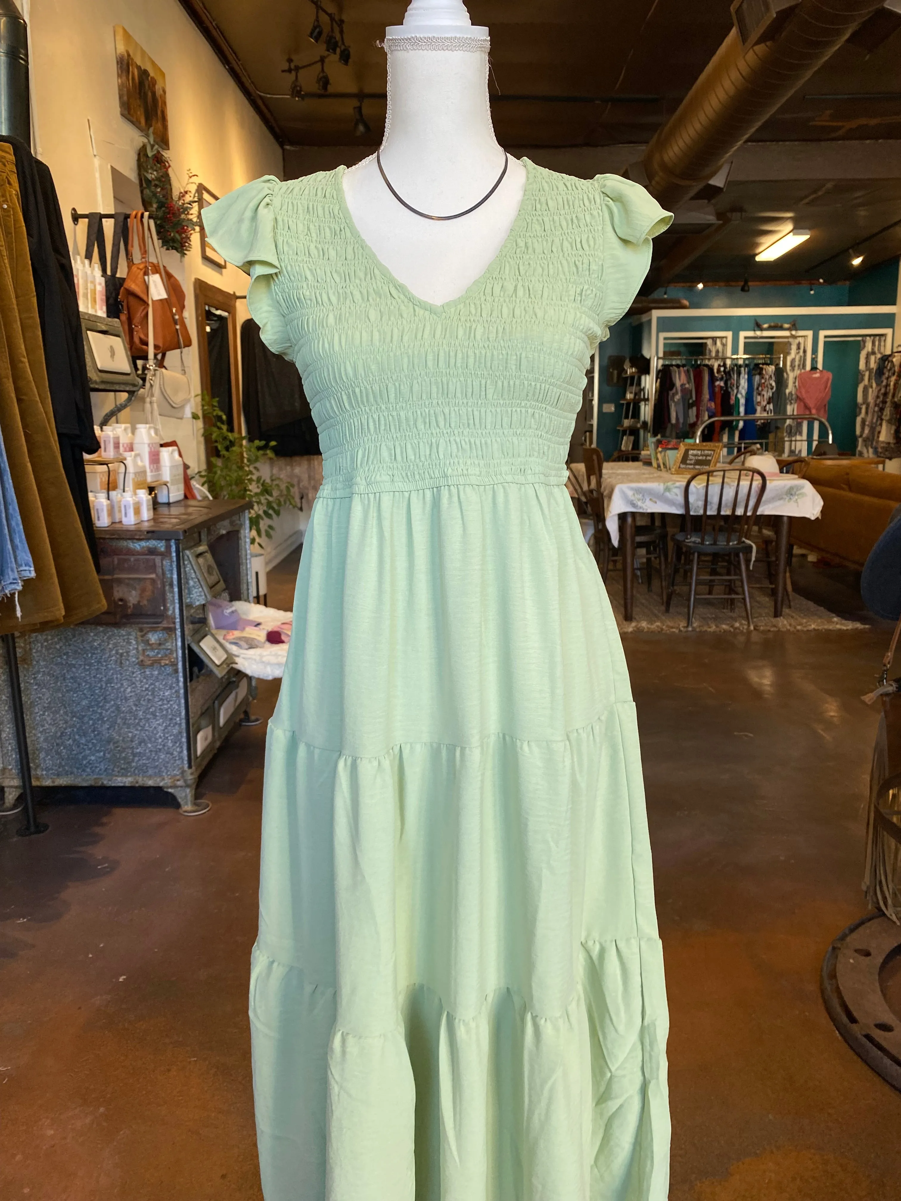 Flutter Sleeve Midi Dress
