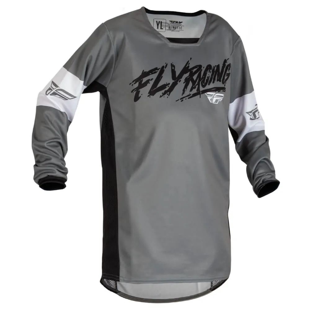 Fly Kinetic Khaos Youth Motocross Jersey Grey / Black / White