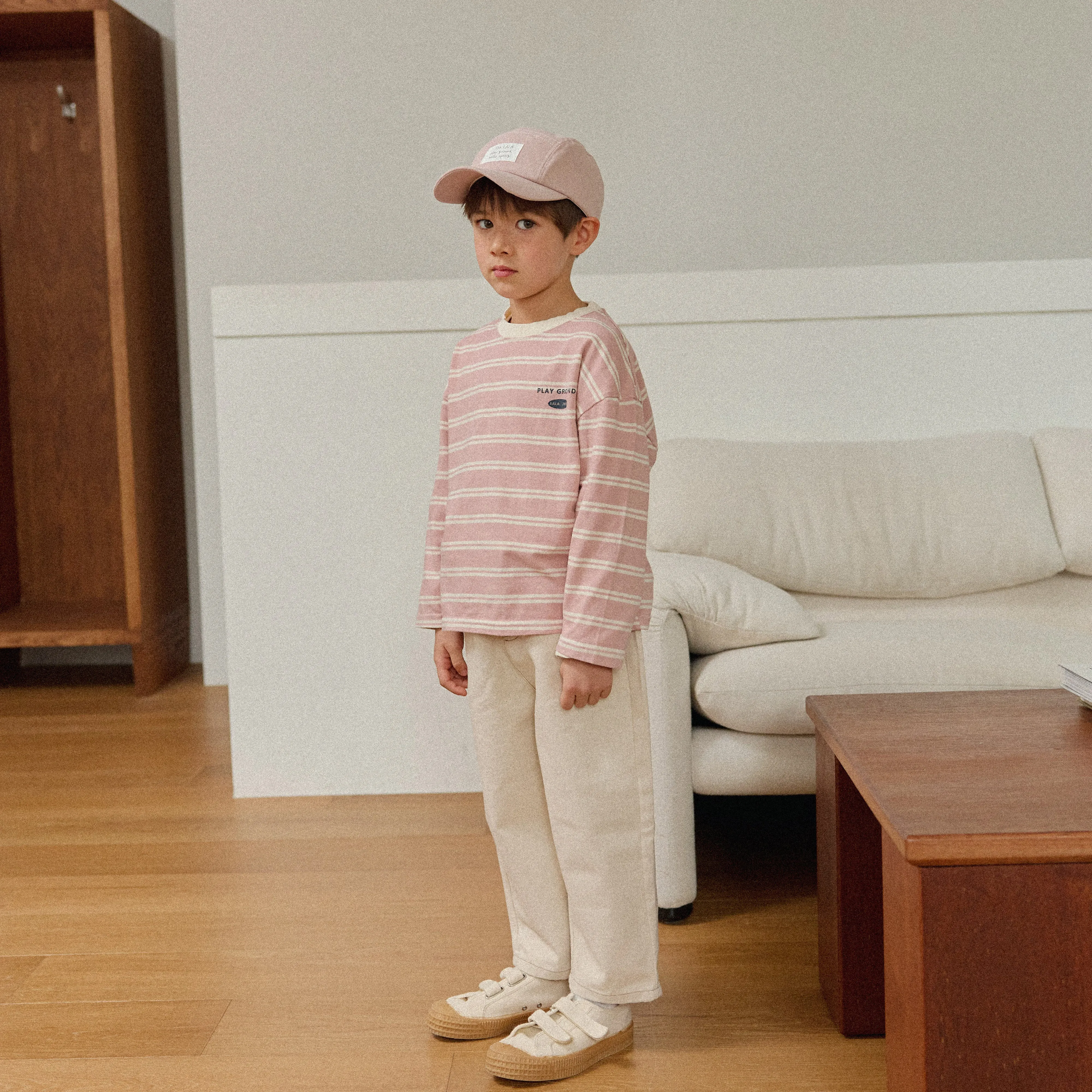 Girls & Boys Saint Stripe LS Tee - Pink
